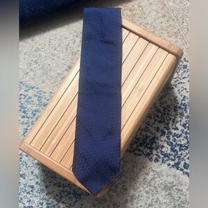 Lombardia Italian Silk Neck Tie Navy Blue Geometric Pattern